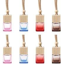 8 Pcs Empty Hanging Car Air Freshener Perfume Bottle Refillable Essential Oil Diffuser Bottle Pendant Aromatherapy Fragrance Diffuser Car Home Room Decoration