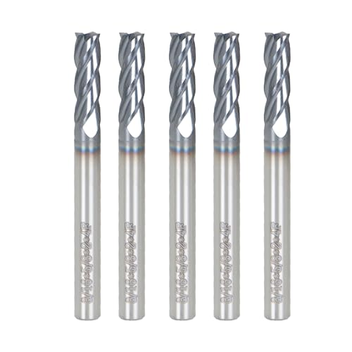 Image of 5Pcs End Mill 4 Flute Helix Carbide End Mill 3 /16 Inch Carbide Square End Mill Fit for CNC, Engraving Machine Carbon Steel, Mould Steel, etc