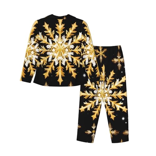 Pyjama femme manches longues flocon doré pour soirées cocooning - 4