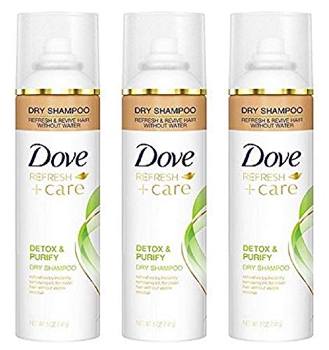 Dove Refresh + Care Dry Shampoo - Detox & Purify - Net Wt. 5 OZ (141 g) Per Can - Pack of 3 Cans