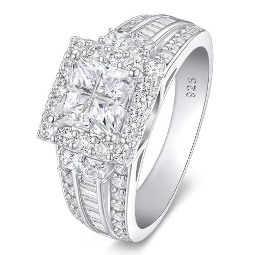 SHELOVES AAAAA CZ Princess Cut Engagement Ring for Women Vintage