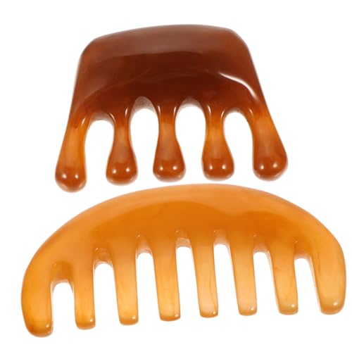 FOMIYES 2pcs Resin Massage Comb Hair Massage Acupoint Comb Massager Massage Tools Scraping Scalp Comb Body Massager Massage Hair Comb Hair Scalp Massager Guasha Tool Coffee Resin Beeswax