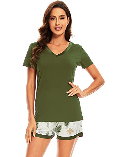 Image of WiWi Viscose from Bamboo Pajamas Set for Women Super Soft Short Sleeve Cooling Summer Plus Size Pjs Sets Sleepwear S-4X