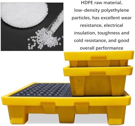 Oil Tank Spill Tray - Spill-Proof Containment Platform, Durable Polyethylene with Flat Grating & Drain Outlet, Modular Leakproof Tray for Garage & Factory Use,25.98x14.17x3.94in/66x36x1
