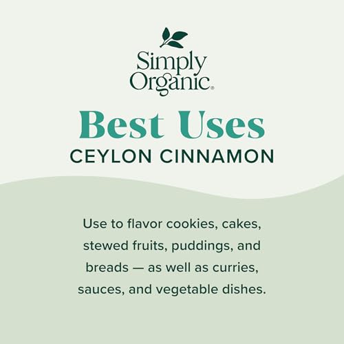 Simply Organic Ceylon Ground Cinnamon, 2.08 Ounce 3 Pack, Non-GMO Organic Cinnamon Powder, Vegan
