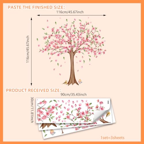 Vinilo decorativo de árbol de flores de cerezo 115x115 cm miniatura 2