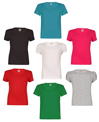 Image of SINI MINI Sinimini Girls Half Sleeve Cotton Round Neck Tshirt with bio wash (Pack of 7).