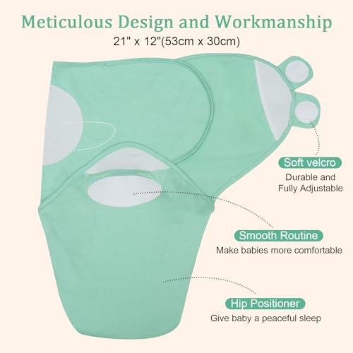 Image of david's kids 100% Cotton 3 Pack Baby Swaddle Wrap for 0-3 Months, Soft Swaddle Blanket for Newborn Infant, Adjustable Baby Wrap Sleep Sacks for Boys Girls, Newborn Essentials,White & Grey & Green