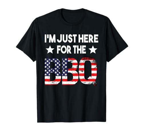 Estoy aquí para la barbacoa del 4 de julio con bandera estadounidense Camiseta