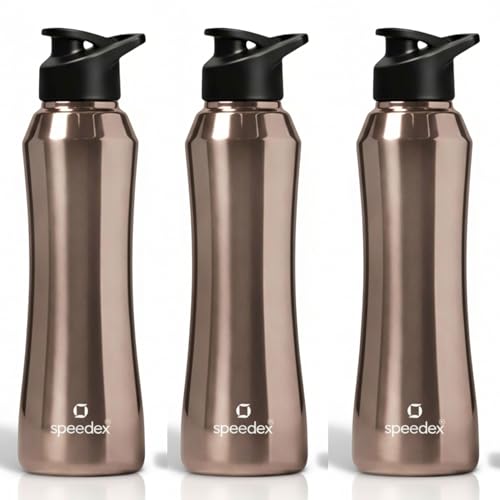 Image of Speedex Stainless Steel Water Bottle 1 Ltr, 1000 ml Metal Bottle For Daily, Office, School, Gym, Travel Use for Men, Women, Kids, Adults-Leak Proof Sipper Cap, BIS Approved, Copper Gold, Set of 3