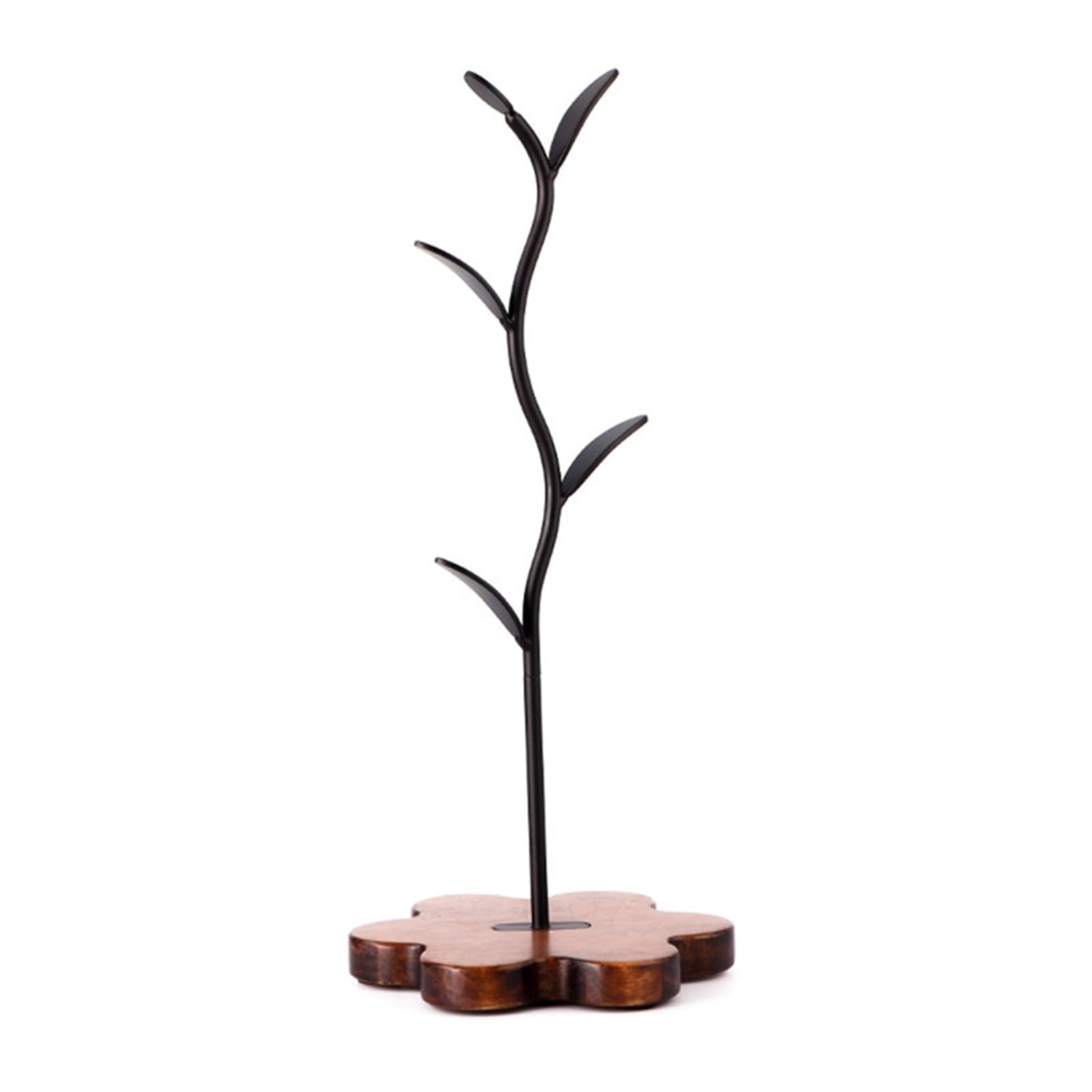 Yonmledo As Shown Mug Stand Fresh For Countertop Coffee Mug Holder With Wooden Base, For Counter Bar Accessory Leaf-Shaped Design, Coffee Mug Tree Rack