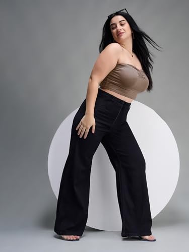 Image of Miss Chase A+ Women's Wide-Leg High Rise Regular-Length Stretchable Denim Jeans