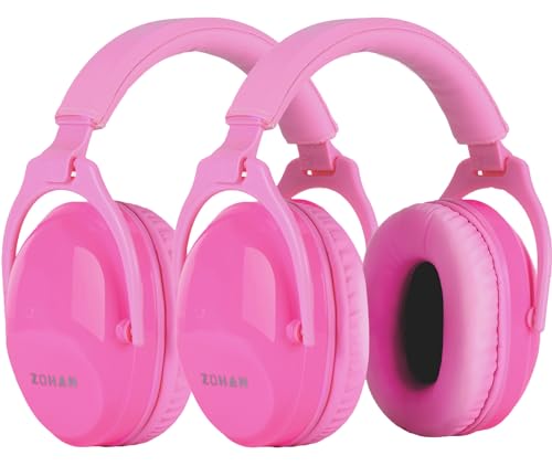 Image of ZOHAN Kids Ear Protection 2 Pack, 25dB NRR Noise Cancelling Headphones for Kids, with Pillowy Pads, for Monster Truck, School, Autism, Sensory, Fireworks, Concerts, Events (Pink+Pink)