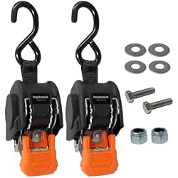 CargoBuckle Mini G3 Retractable Ratchet Straps, 1-in x 6 ft, 2-Pack | 1,400 lb Break Strength | Hardware Included | Self Retracting Ratchet Straps for Trailers, Toy Haulers, ATVs, and Motorcycles