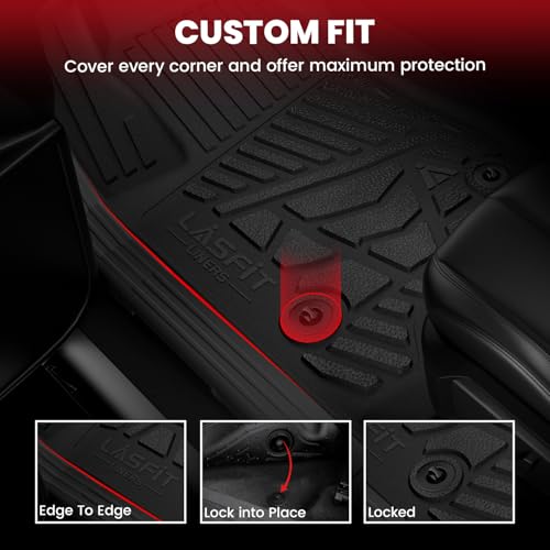 Image of LASFIT Front Floor Mats 2019-2026 for Chevrolet Silverado /GMC Sierra 1500, 2020-2026 Silverado /Sierra 2500HD 3500HD, Only Regular Cab /Bench Seat, All Weather TPE Custom Floor Liners, 1st Row Only
