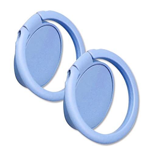 Image of [2 Pack] Matte Finish Round Ultra-Thin Cell Phone Ring Holder Stand,360 Degree Rotation and 180 Degree Adjustable Finger Ring Kickstand with Frosted Metal Phone Grip (Blue)