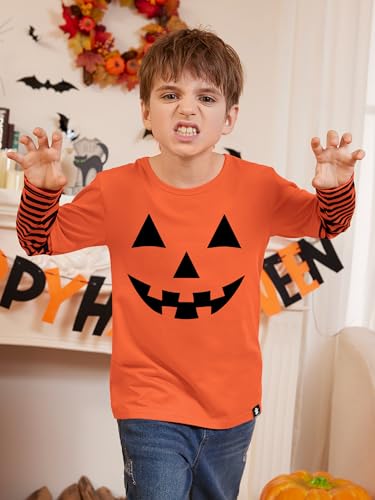 BesserBay Unisex Kids Halloween Funny Stripe Tee Shirts Long Sleeve Cute Patchwork Top 4-12 Years2