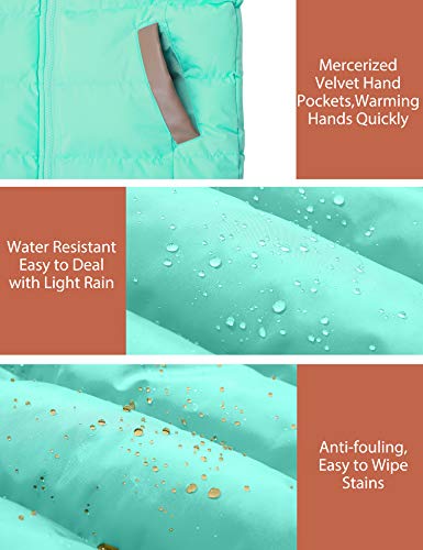 Zshow Girls' And Boys' Winter Vest Warm Fleece Hooded Sleeveless Puffer Vest Jacket(Mint Green,14-16) #TOP6