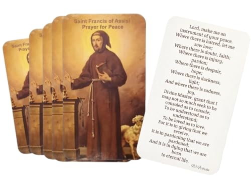 Westmon Works St Francis Holy Card Bulk Pack Catholic Patron Saint from Assisi Prayer Cards with Prayer for Peace Made in the USA, Set of 10