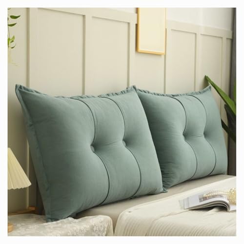 ZZDZW 2 Piezas Cojín Grande Almohada Lectura Suave Cabecera Cojín Cómodo Sofá Cojín De Lectura, Almohadas Apoyo Respaldo Lumbar, Desmontable Cojín De Pared, para Cama Sofá(SOYA Green,70x60x18 cm)