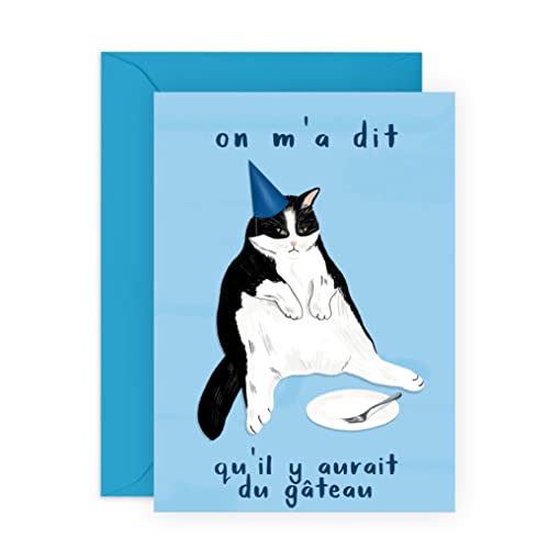 Central 23 Carte d'anniversaire chat pour homme et femme – on m'a dit qu'il y aurait du gateau – Carte pour les propriétaires de chat – Cadeau humoristique pour maman, papa, fille, garçon
