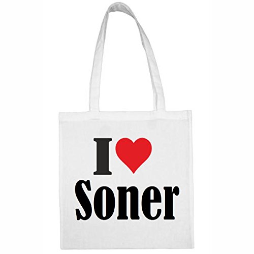 I Love Soner Shopping bag schooltas sporttas 38x 42cm in zwart of wit... het ideale cadeau voor Kerstmis - Verjaardag - Pasen of gewoon voor jezelf... het ideale cadeau voor Kerstmis - Verjaardag - Oost