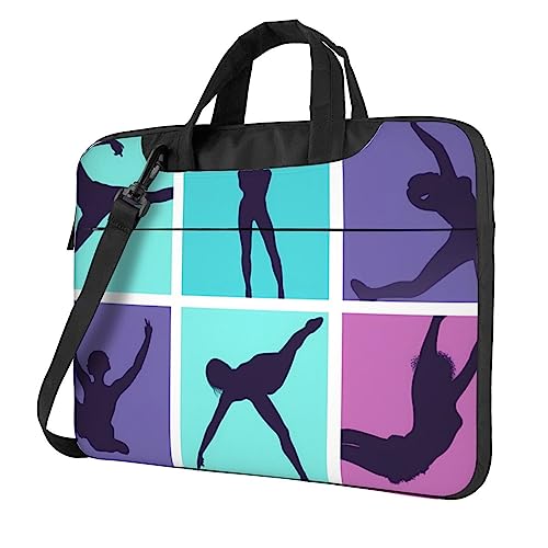 Sac ordinateur 13 pouces noir imprimé gymnastique avec bandoulière