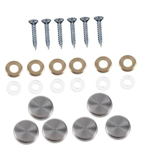 Clavos para espejos de acero inoxidable con tapa para fijación en pared, 48 piezas, color plateado miniatura 1