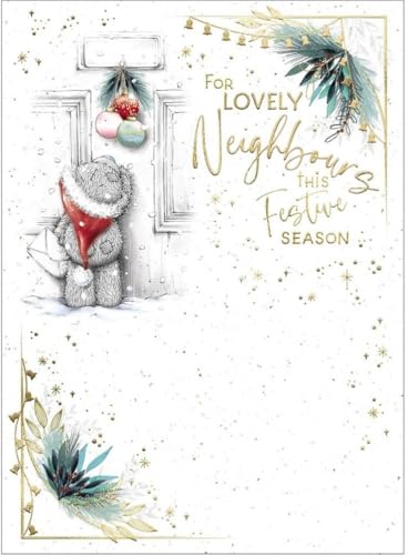 Me To You Tatty Teddy Christmas Card For Neighbours 5x7ins - Official Collection