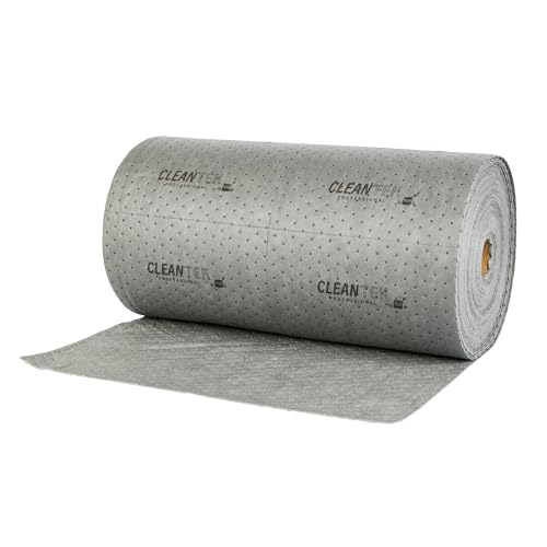 Image of Restaurantware Absorbent Pad 1 Pack of 150' x 29.9 inch Perforated Oil Absorbent Mat Roll Medium Weight Non-Flammable Gray Spill Mat for Water, Chemical Spills, Garages, Marine, Automotive, Basements