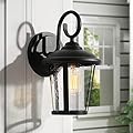 Black Outdoor Wall Light, Farmhouse Exterior Light Fixture Wall Mounted Sconce, Seeded Glass Outdoor Porch Lights Waterproof for Garden, Front Door
