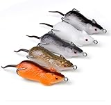 Cuoyuqie 5pcs Lifelike Rat Bass Fishing Lures Tackle Bait Mice Mouse Bait Rubber Crankbait 2.55" 0.4oz
