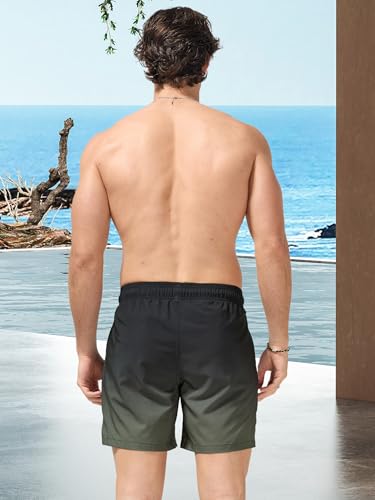 Arcweg Herren Badeshorts mit Ultralight Badehose & Schwimmhose für Männer, Schnelltrocknend & Atmungsaktiv – Perfekt für Pool, Meer, Strandurlaub und Freizeit Schwarz + Militärgrün L(EU) 3