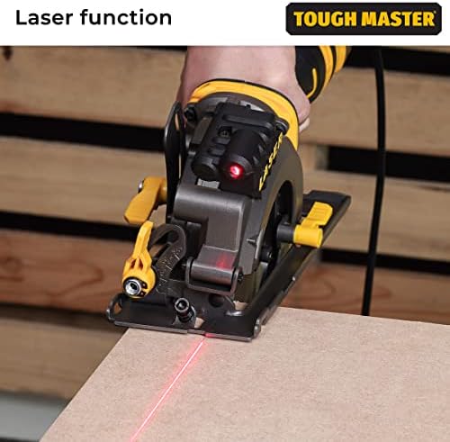 TOUGH MASTER Mini Circular Saw 705W Including Laser Function with 115mm 24T Blade, 3500 RPM Dust Extraction Tube, Ideal for Wood, Metal, Tile, Plastic