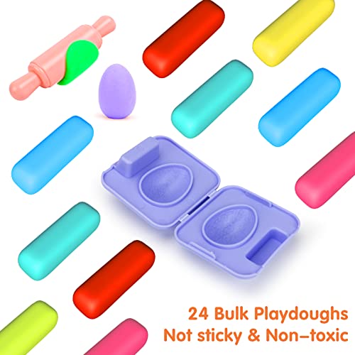 Covtoy Dinosaur Playdough Tool Kit For Toddlers 3 4 5 Year Old Boys Girls, Art & Craft Kit Diy Toy Set Make Your Own Play Dough, Dinosaur Toys For Kids 3-5 (24 Pcs Playdough Bulk Pack) #TOP4