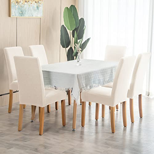 Housse de chaise imperméable lavable et extensible pour lot de 6 - 3