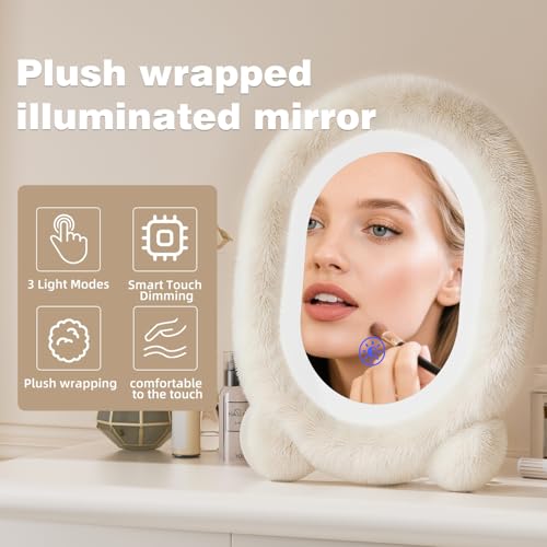 Espejo de maquillaje LED redondo de 15.8"×11.8" miniatura 5