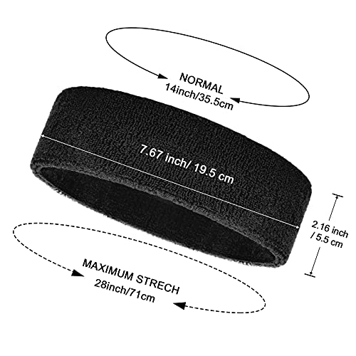 Image of Bememo 12 Pcs Sweatbands Sport Headbands for Men & Women Basketball Headband Sport Competitions Sweat Headbands Running Terry Cloth Moisture Wicking for Yoga,Tennis,Gym,Exercise