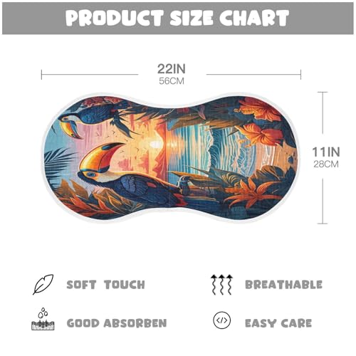 J JOYSAY Bird Hibiscus Sunset Orange Baby Burp Cloths for Boys Girls Large 22''x11'' Cotton 4 Layer Burp Cloths for Infant Babies one sizex42