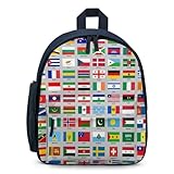 [ロニコン] キッズ リュック 世界の国旗 バックパック ジュニア 子供 デイパック ランドセル 軽量 大容量 通園 幼稚園 低学年 通学 小学校 幼児 男の子 女の子 ガールズ ボーイズ 新学期 お祝い 子供の日 プレゼント Blue-世界の国旗