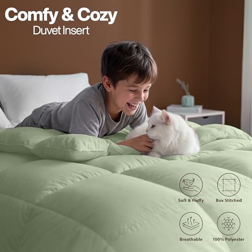 Image of Utopia Bedding Comforter King Size, Duvet Insert, Sage Green, 90 x 102 in