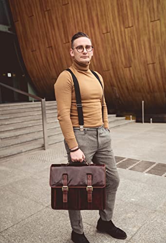 Time Resistance Leather Briefcase For Men Handcrafted In Italy Full Grain Messenger Bag For Laptop (Brown) #TOP3