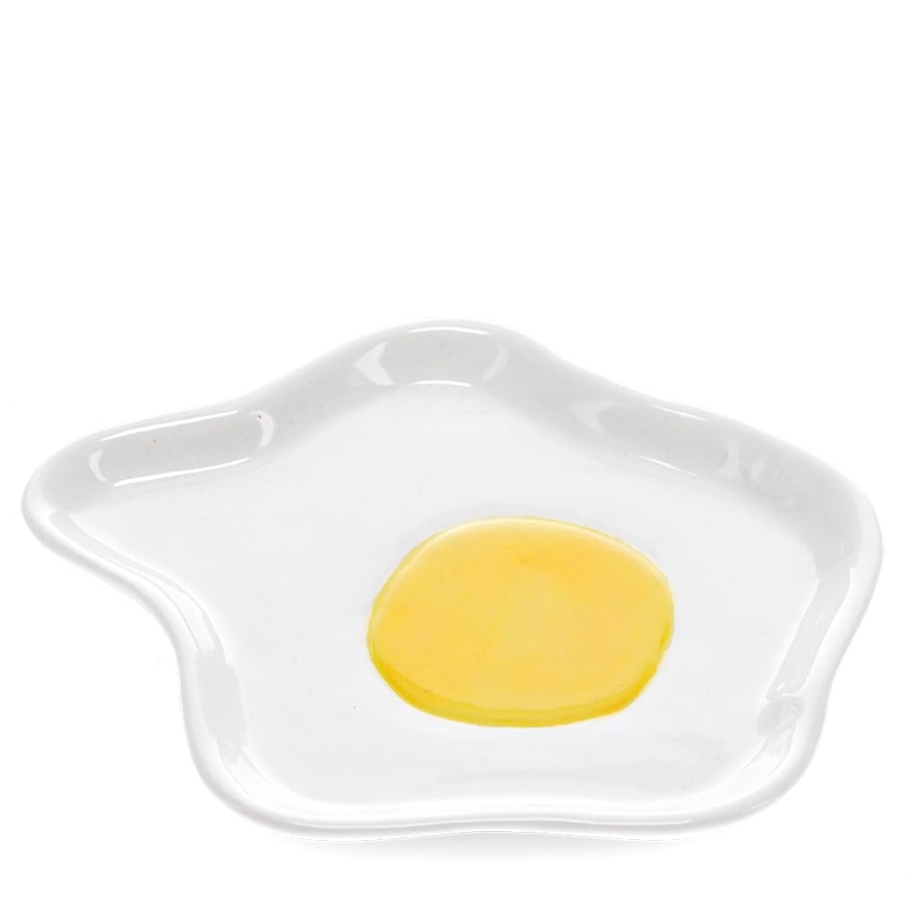 Rex London White And Yellow Ceramic Trinket Dish - Fried Egg