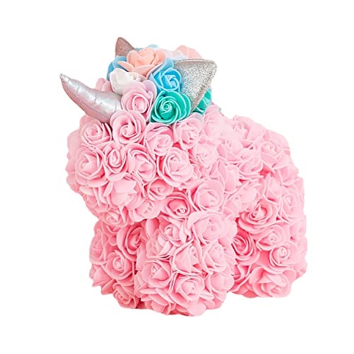 Gampu Rose Flower Bear, Regali per Le Donne - Rose Bear - Unicorn Rose Flower Bear Hand Made Rose Teddy Bear - per San Valentino, Festa della Mamma, Matrimonio e Anniversario & Bridal