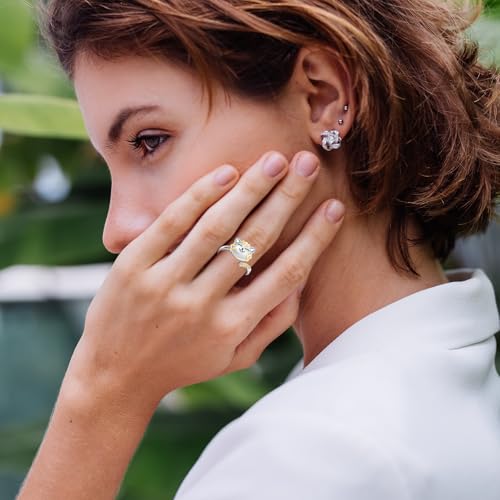 Cute Cat Spinner Rings Open Adjustable Animal Pet Kitten Ring Dainty Stackable Band Fidget Anxiety Worry Stress Relieving Finger Promise Engagement Gifts for Women Cat Lovers3