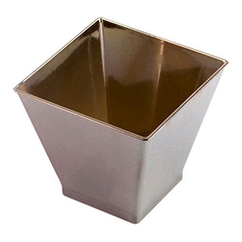 Image of Restaurantware 2 Ounce Appetizer Cups, 100 Square Mini Dessert Cups - Disposable, Recyclable, Silver Plastic Square Plastic Cups, Mini, For Appetizers Or Desserts - Restaurantware