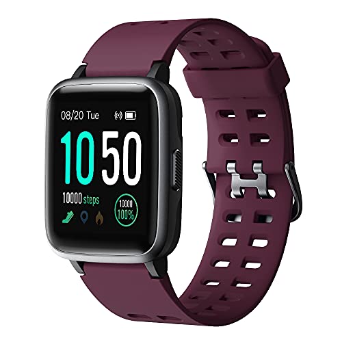 YAMAY Smart Watch for Android and iOS Phone IP68 Waterproof, Fitness Tracker Watch with Heart Rate Monitor Step Sleep Tracker, Smartwatch Compatible with iPhone Samsung, Watch for Men Women Purple