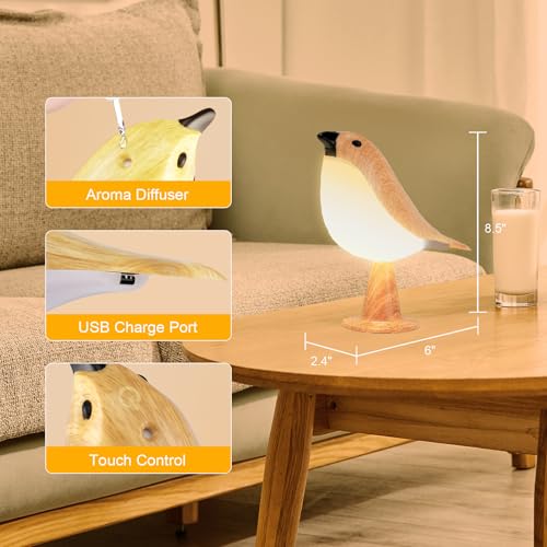 Image of Deogos 2Pack Cute Bird Table Lamp, Touch Control /Dimmable Brightness /3 Color Temperature /Cordless Desk Lamp Bedside Lamps for Nightstand, Bedroom, Small Space, Decoration
