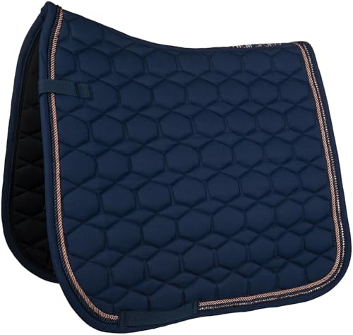 Tapis de selle CSO or rose et bleu foncé HKM amortissant et respirant