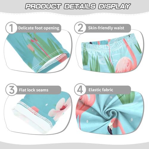 Bolaz Toddler Girls Leggings Printed Yoga Pants Leggings Pink Flamingos Green Leaves for Kids3